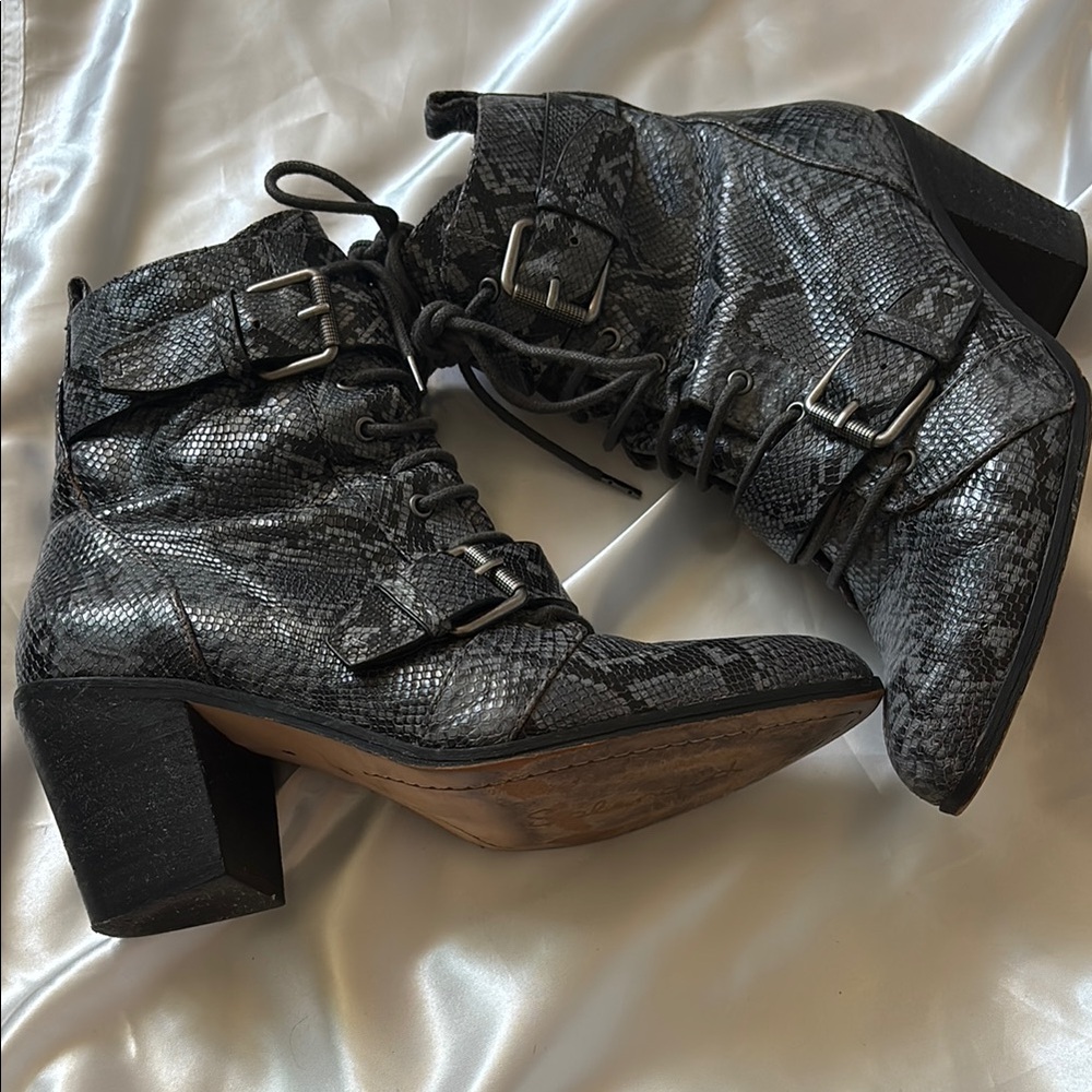 Splendid Carleton Snakeskin Lace up Boot, Sz 8 (Used)